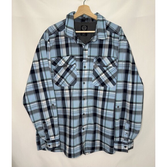 Wrangler ATG All Terrain Gear Utility Long Sleeve Blue‎ Plaid Shirt Men's XXL - Picture 1 of 12